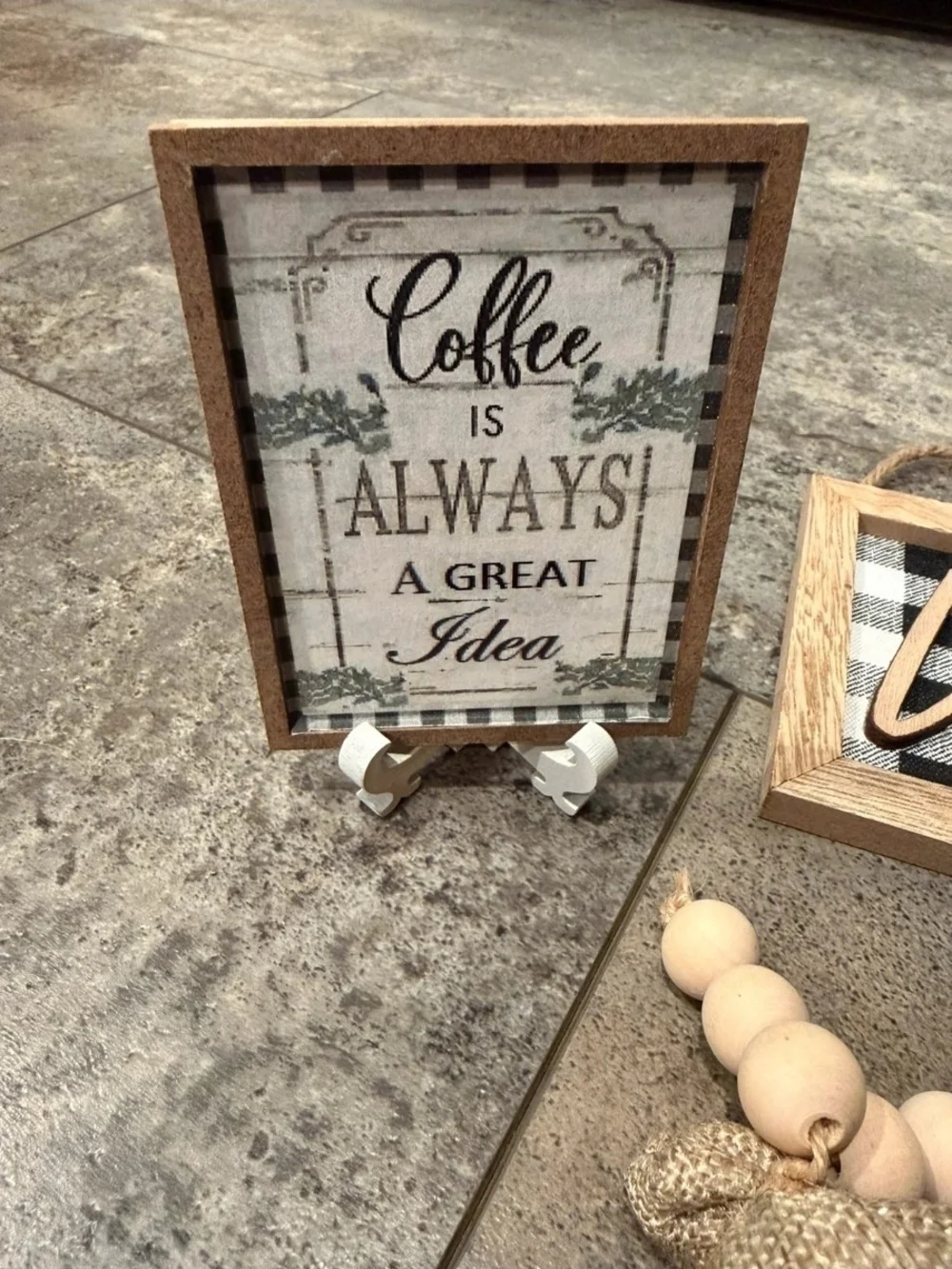 Welcome Plaque and Farmhouse Decor Set in Black, White & Natural